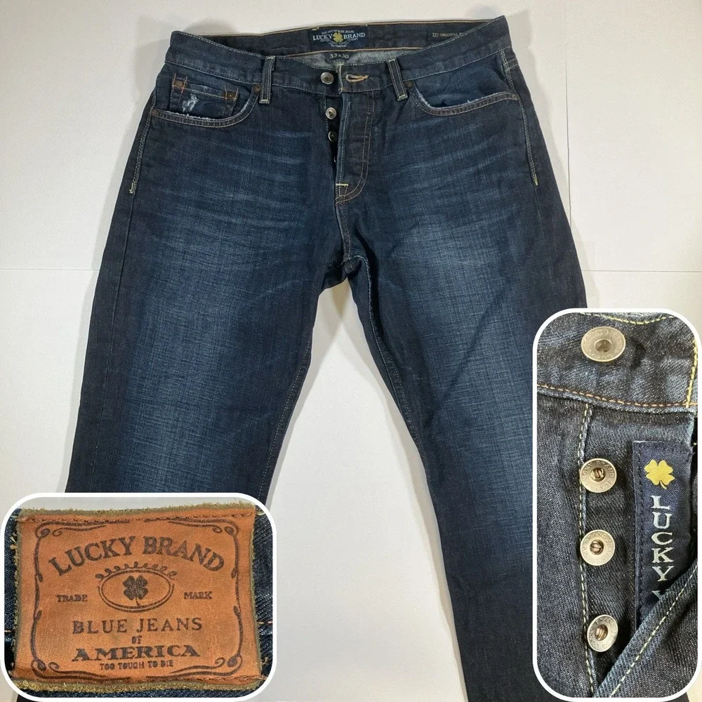 Lucky‎ Brand 227 Jeans Mens 33x30 Original Boot Dark Wash Button Fly 33x28